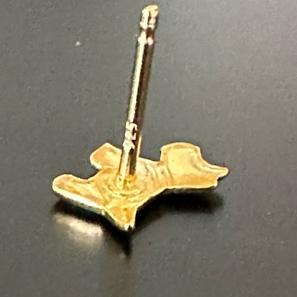 14k Gold Dog and Bone Mismatched Tiny Stud Earrings - Picture 5 of 12